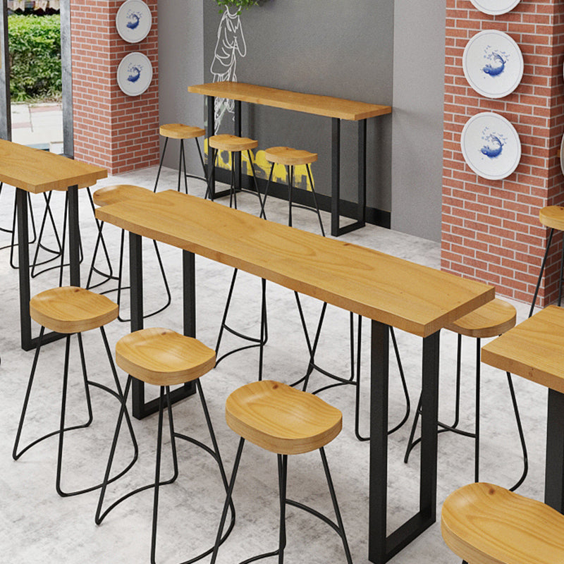 Rectangle Sled Base Solid Wood Bar Table for Kitchen Dining Room