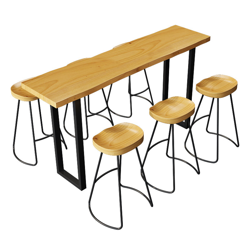 Rectangle Sled Base Solid Wood Bar Table for Kitchen Dining Room