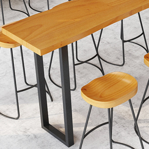 Rectangle Sled Base Solid Wood Bar Table for Kitchen Dining Room