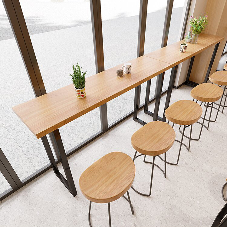 Modern Rectangle Sled Base Solid Wood Bar Table for Kitchen Dining Room