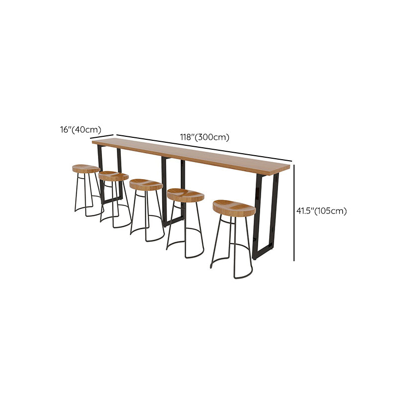Modern Rectangle Sled Base Solid Wood Bar Table for Kitchen Dining Room