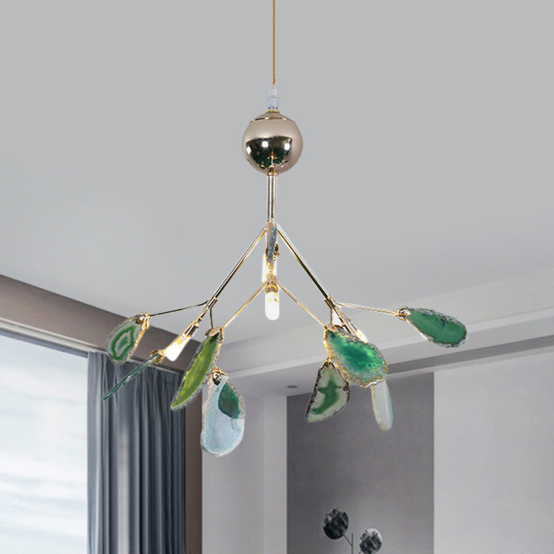 Moderne stijl vuurvliegplafond hanglamp lamp agaat 4/16 lichten woonkamer kroonluchter verlichting in blauw/groen