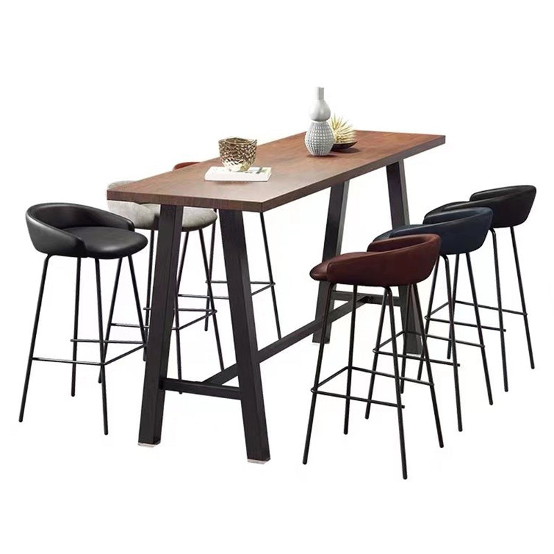 Rectangle Pine Solid Wood Trestle Base Bar Table for Kitchen Dining Room