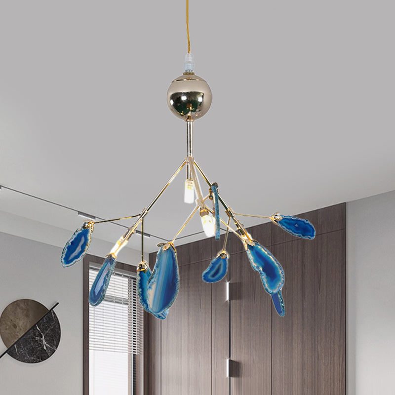 Moderne stijl vuurvliegplafond hanglamp lamp agaat 4/16 lichten woonkamer kroonluchter verlichting in blauw/groen