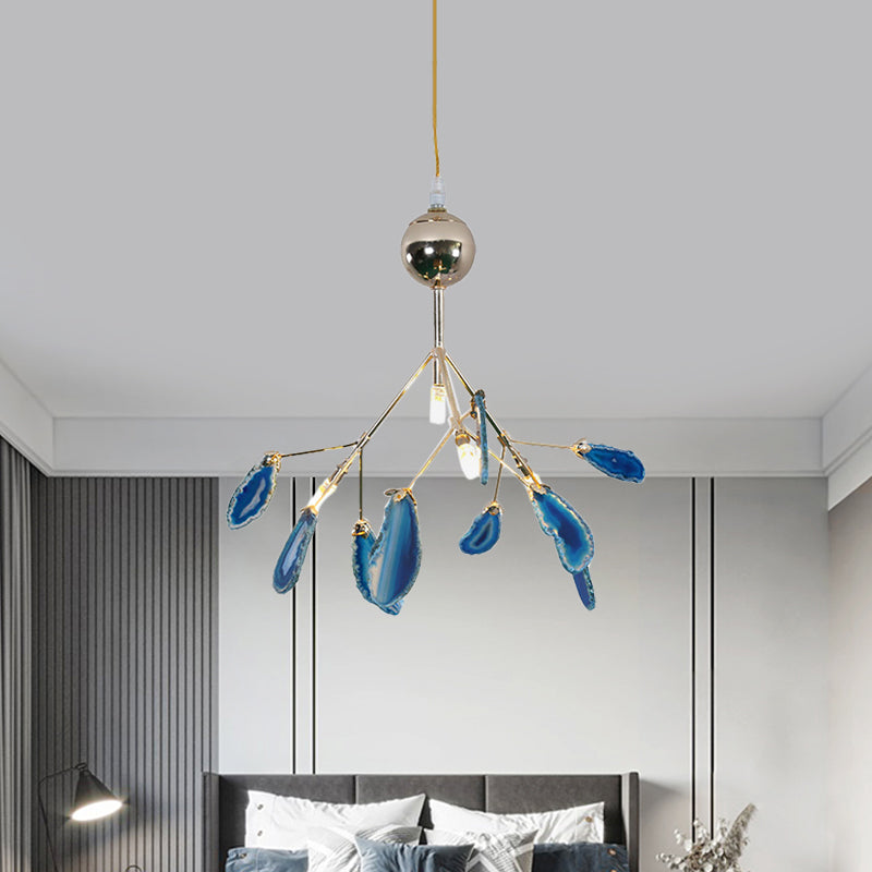 Moderne stijl vuurvliegplafond hanglamp lamp agaat 4/16 lichten woonkamer kroonluchter verlichting in blauw/groen