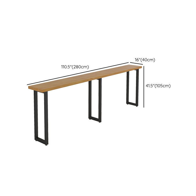 Kitchen Natural Finish Solid Wood Pub Table with Black Metal Frame