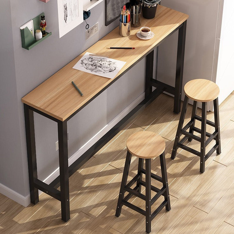 Contemporary Manufactured Wood Bar Table with Metal Base for Home