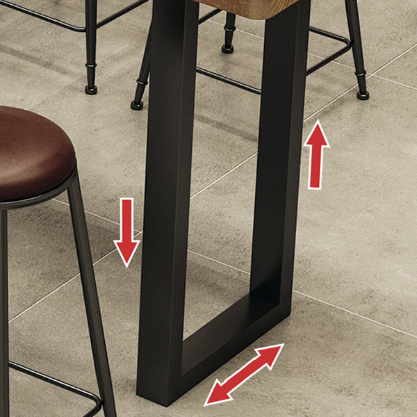 Rectangle Pine Wood Pub Table with Metal Frame for Living Room