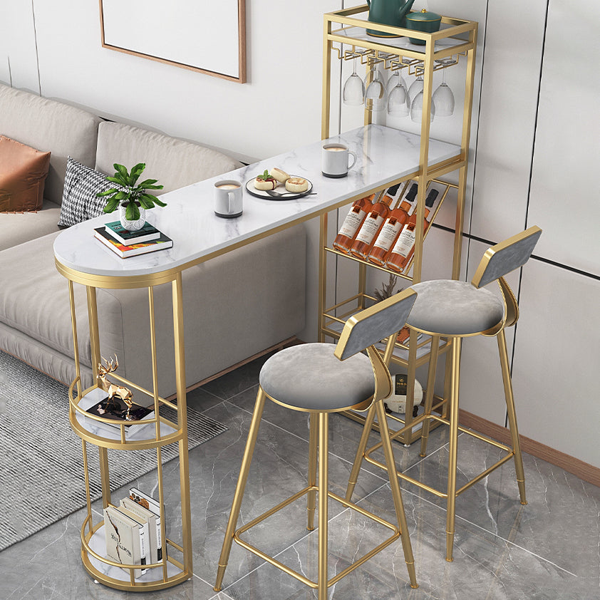 Double Pedestal Sintered Stone Dining Bar Table for Kitchen Dining Room