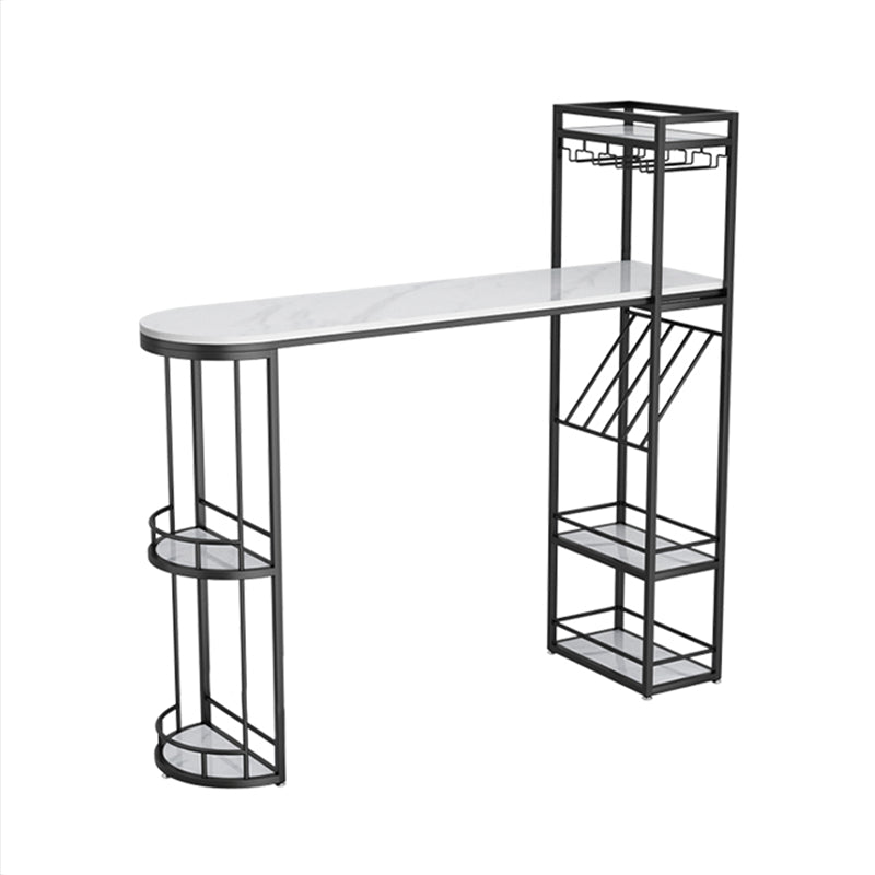 Double Pedestal Sintered Stone Dining Bar Table for Kitchen Dining Room