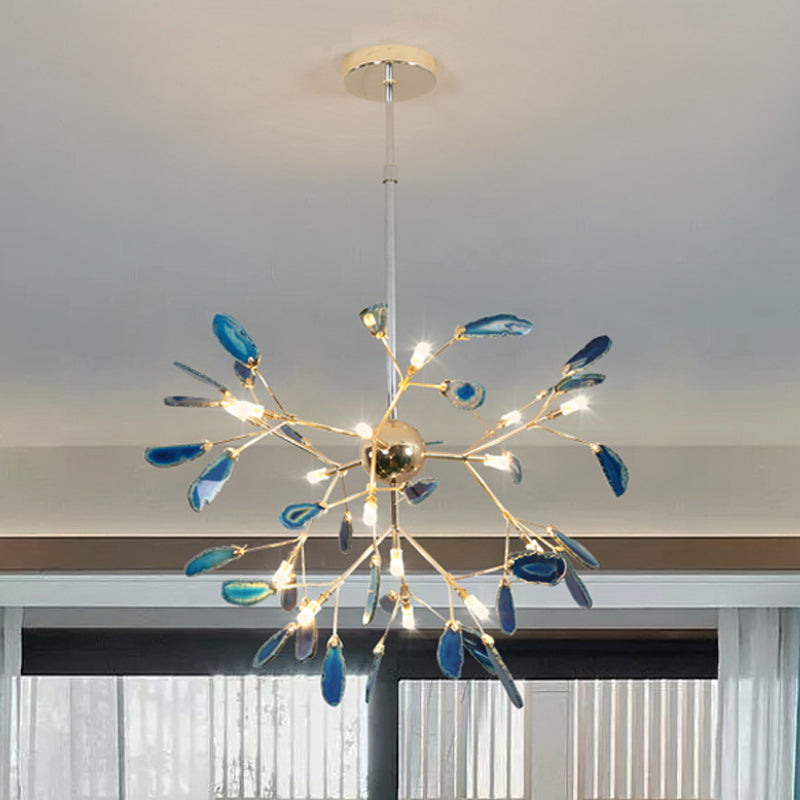 Moderne stijl vuurvliegplafond hanglamp lamp agaat 4/16 lichten woonkamer kroonluchter verlichting in blauw/groen