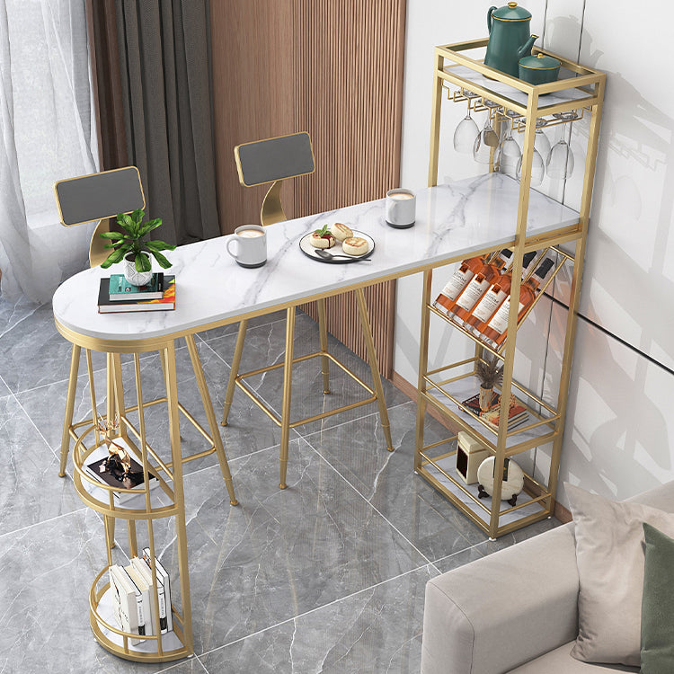 Double Pedestal Sintered Stone Dining Bar Table for Kitchen Dining Room