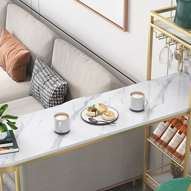 Double Pedestal Sintered Stone Dining Bar Table for Kitchen Dining Room