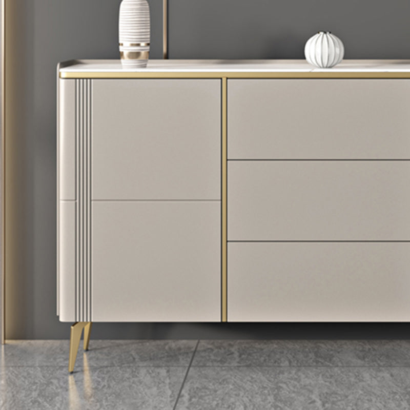 Contemporary Style Wood Sideboard Table with Cabinets and Drawers