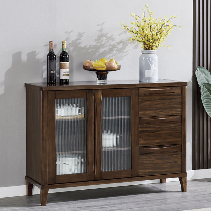 Modern Style Solid Wood Sideboard Cabinet with Doors and Drawers