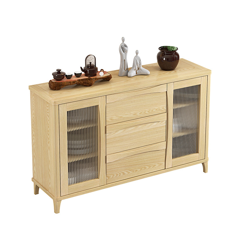Modern Style Solid Wood Sideboard Cabinet with Doors and Drawers