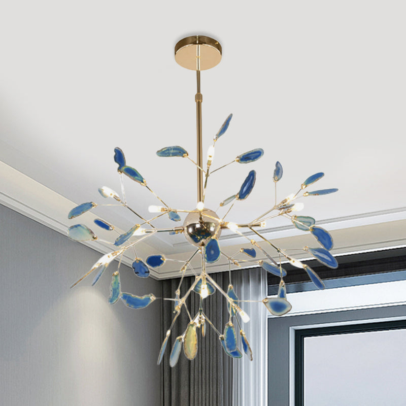 Moderne stijl vuurvliegplafond hanglamp lamp agaat 4/16 lichten woonkamer kroonluchter verlichting in blauw/groen