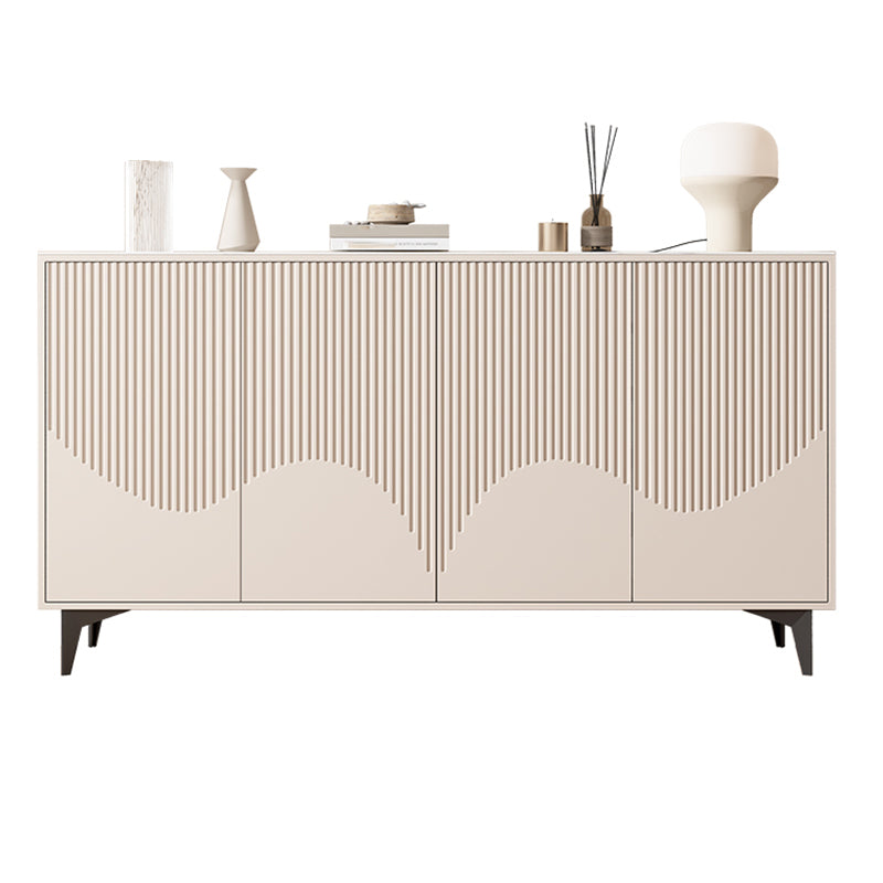 Contemporary Wood and Stone Sideboard Cabinet with Doors for Kitchen