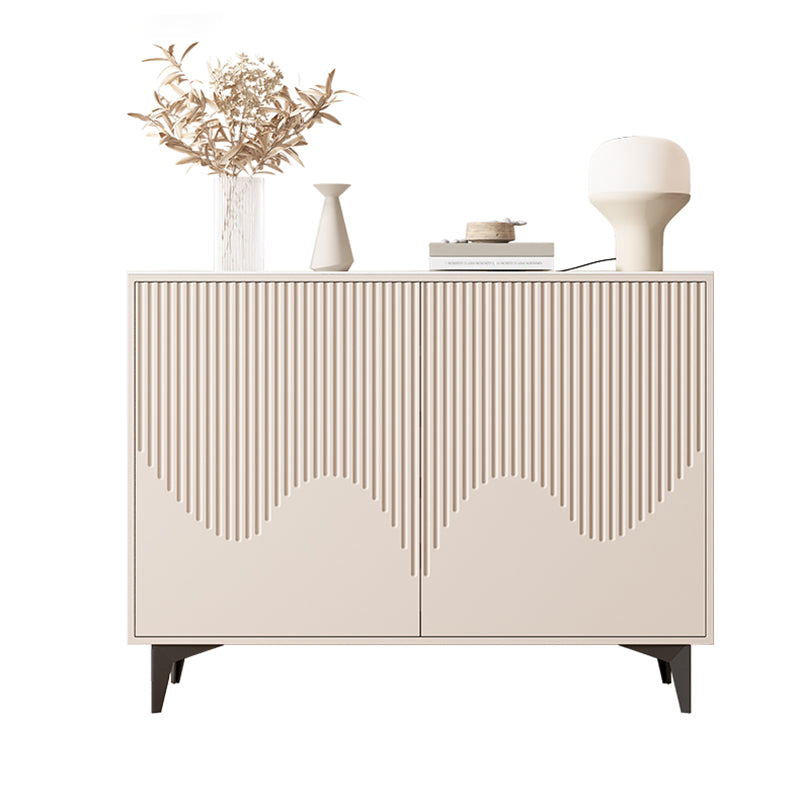 Contemporary Wood and Stone Sideboard Cabinet with Doors for Kitchen