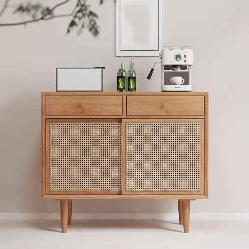 Contemporary Style Solid Wood Sideboard Cabinet with Cabinets and Drawers
