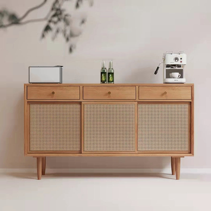 Contemporary Style Solid Wood Sideboard Cabinet with Cabinets and Drawers