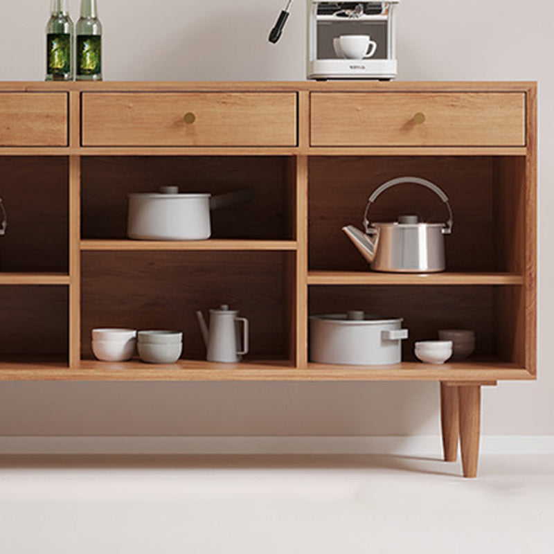Contemporary Style Solid Wood Sideboard Cabinet with Cabinets and Drawers