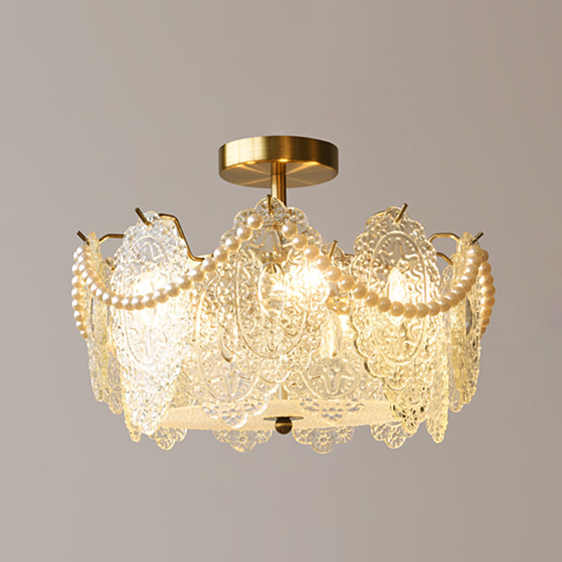 Contemporary Ceiling Light Glass Flush Mount Ceiling Light Fixture for Bedroom