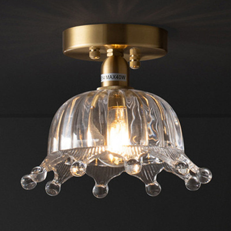 Single Golden Modern Flush Mount Lighting Shaded Ceiling Light for Bedroom