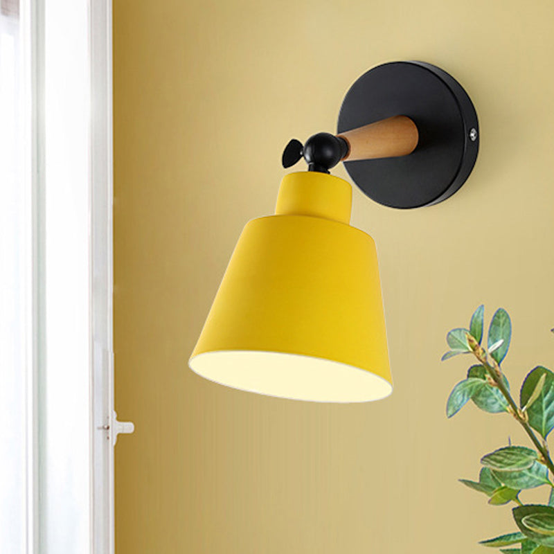 Macaron Loft Bucket Sconce Light Rotatable One Head Metal Wall Lamp for Restaurant Hotel