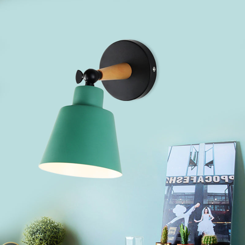 Macaron Loft Bucket Sconce Light Rotatable One Head Metal Wall Lamp for Restaurant Hotel