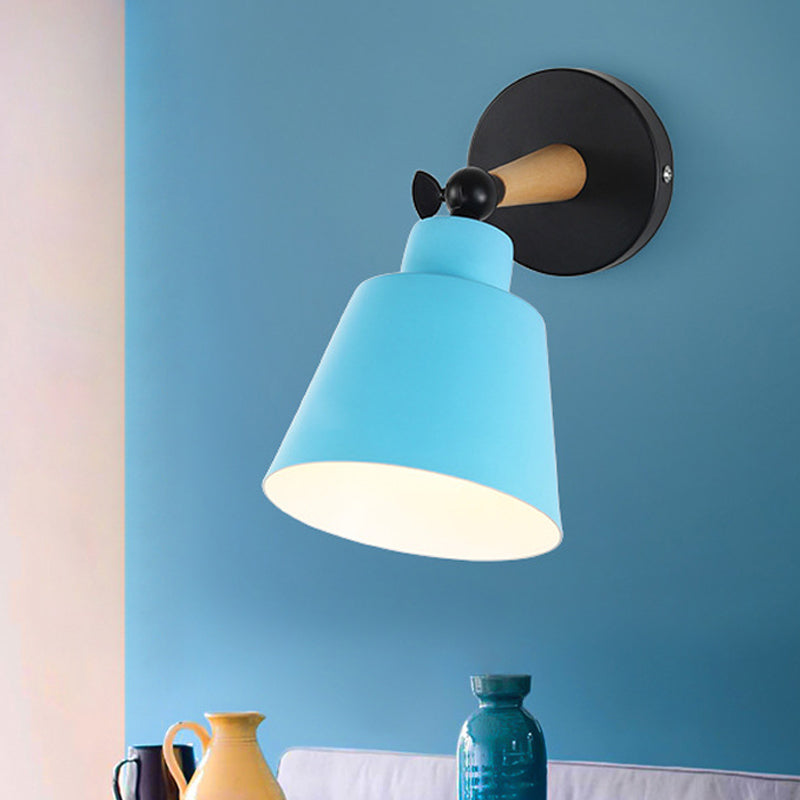 Macaron Loft Bucket Sconce Light Rotatable One Head Metal Wall Lamp for Restaurant Hotel
