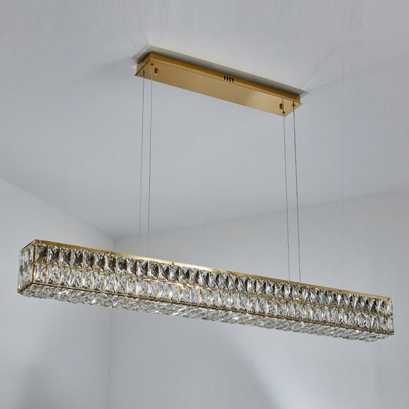 Crystal Linear Island Lighting Fixture Simplicity for Dining Room