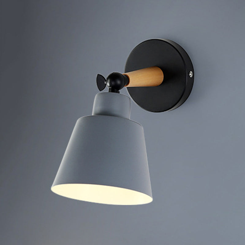 Macaron Loft Bucket Sconce Light Rotatable One Head Metal Wall Lamp for Restaurant Hotel