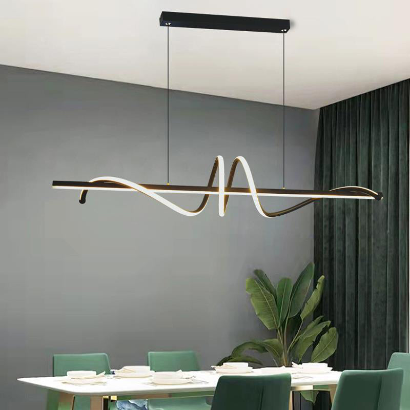 2-Light Modern Style Golden/Black LED Statement Linear Kitchen Island Light