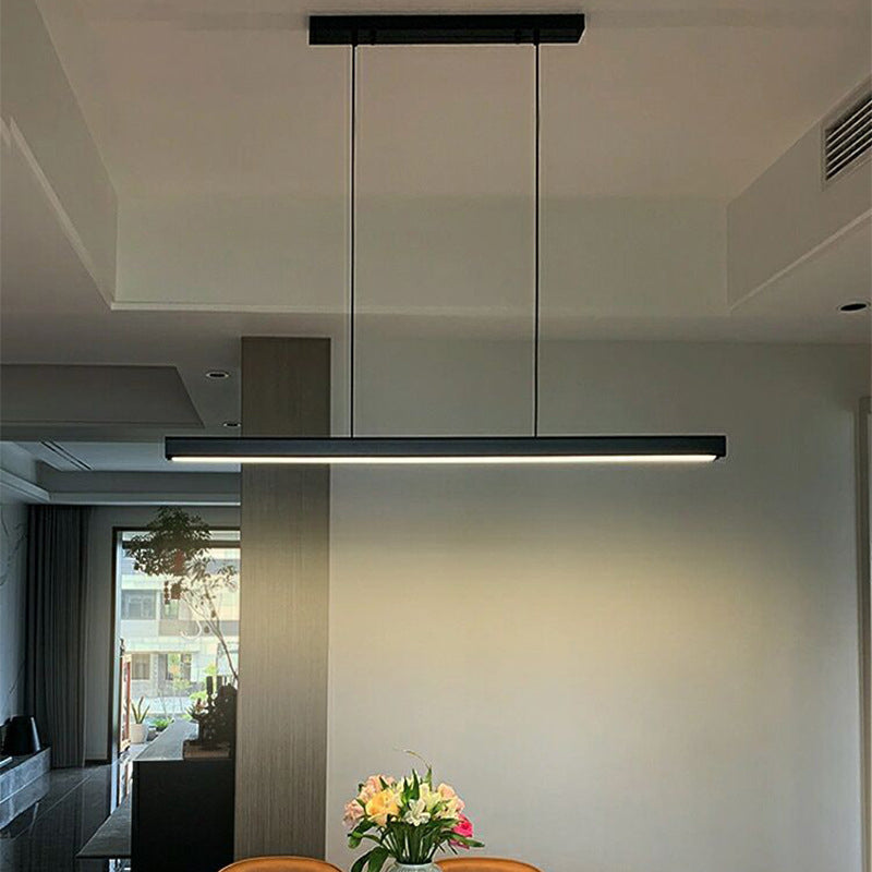 Contemporary Metal Linear Shape Pendant Light with Acrylic Shade for Living Room