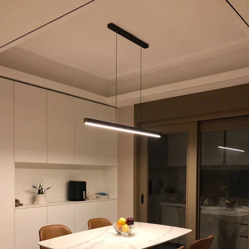 Contemporary Metal Linear Shape Pendant Light with Acrylic Shade for Living Room