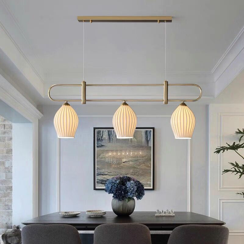 3/4-Light Modern Style Nickle/Chrome Shaded Statement Linear Kitchen Island Light