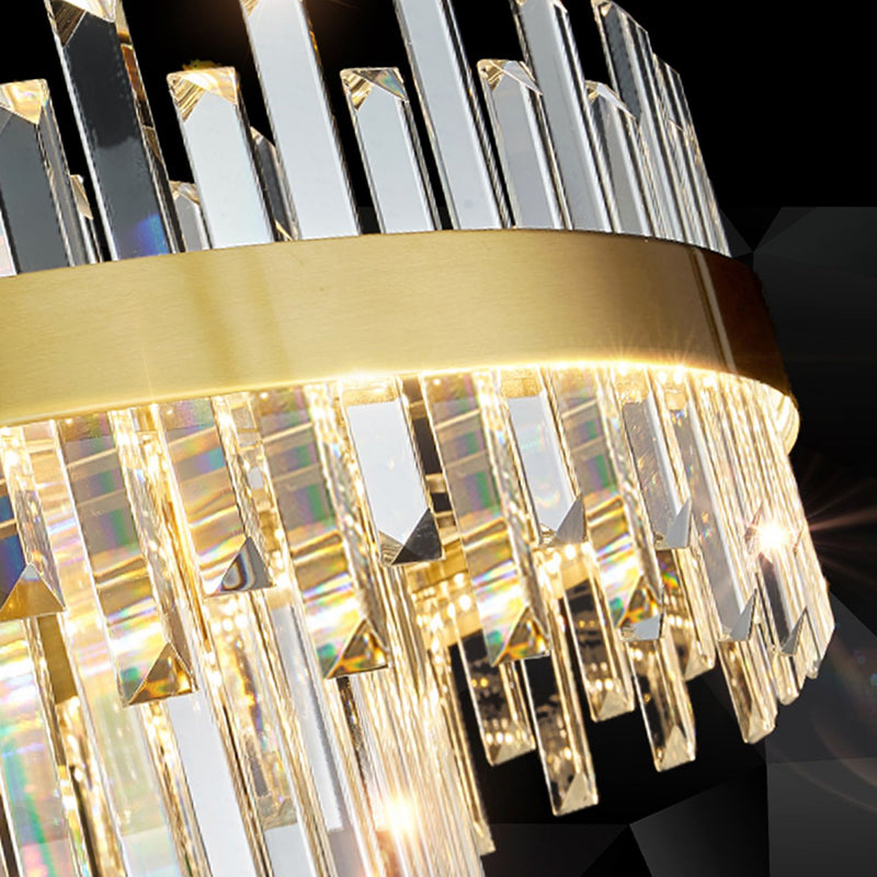 Contemporary LED Metal Pendant Light with Crystal Shade for Living Room