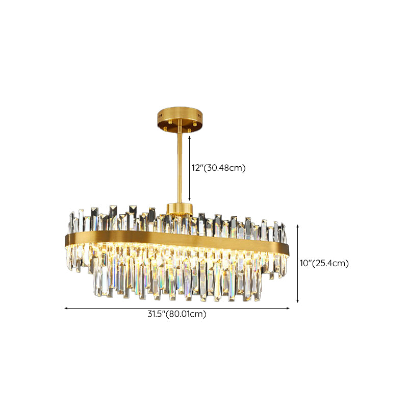 Contemporary LED Metal Pendant Light with Crystal Shade for Living Room