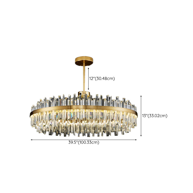 LED Contemporary Metal Pendant Light with Crystal Shade for Living Room