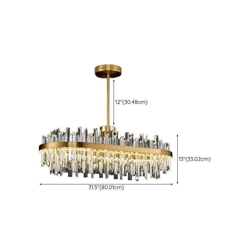 LED Contemporary Metal Pendant Light with Crystal Shade for Living Room