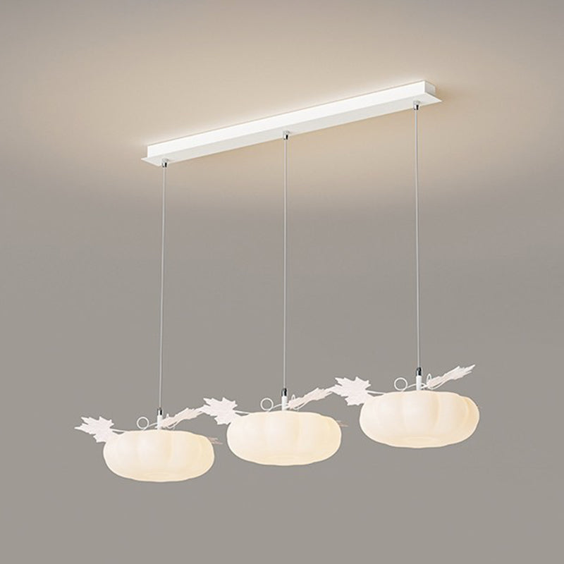 Contemporary Pumpkin Shaped Hanging Pendant Lights in White for Dining Room