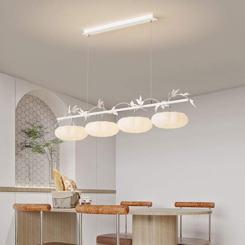 Contemporary Pumpkin Shaped Hanging Pendant Lights in White for Dining Room