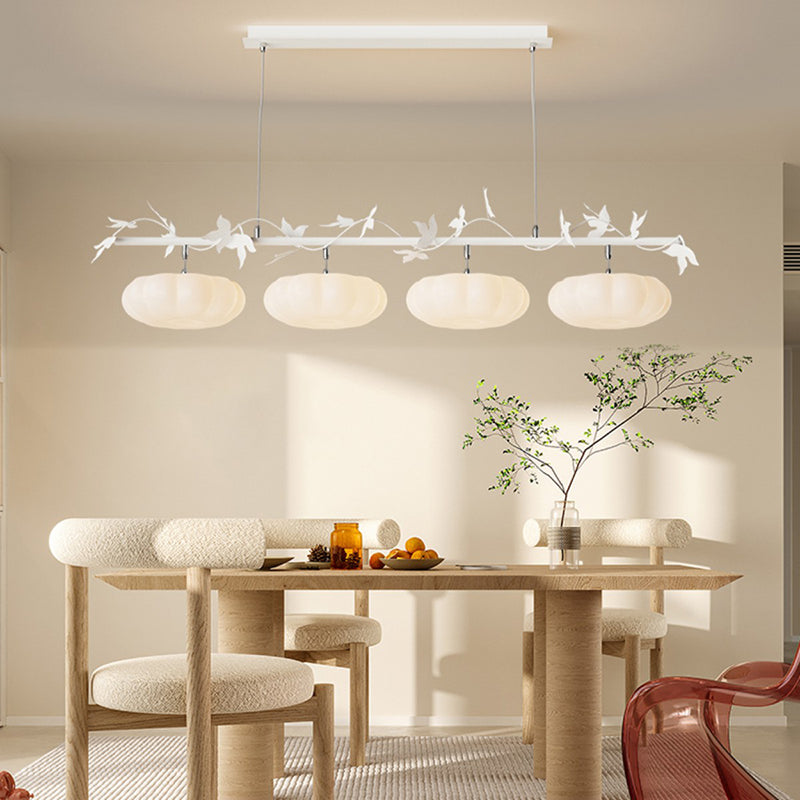 Contemporary Pumpkin Shaped Hanging Pendant Lights in White for Dining Room