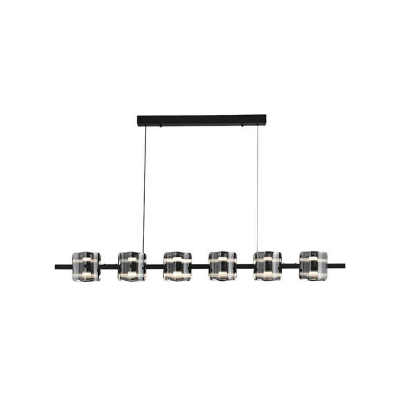 Contemporary Black Hanging Pendant Lights with Glass Shade for Dining Room