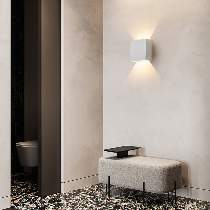 Metal Square Wall Light Fixture Minimalist in White for Bedroom