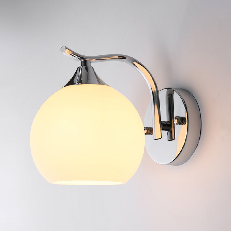 Modern Style Wall Mount Lamp Spherical with Glass Shade for Bedroom