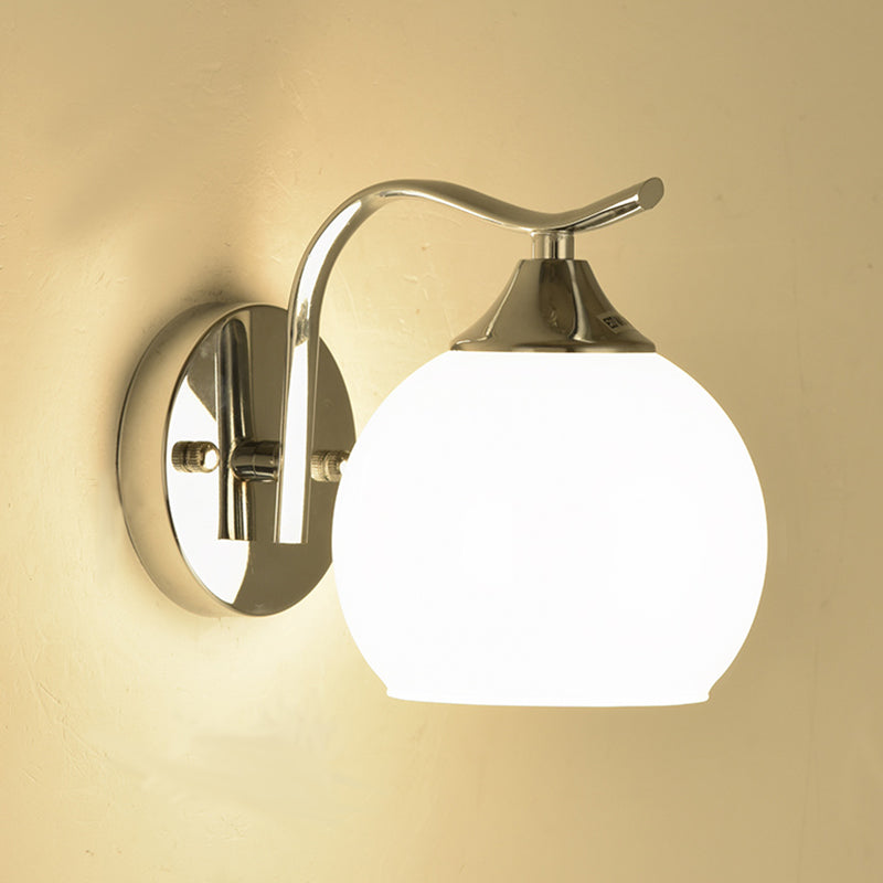 Modern Style Wall Mount Lamp Spherical with Glass Shade for Bedroom
