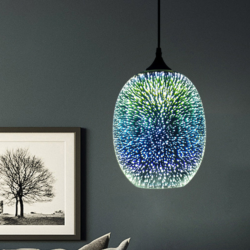 Zylinder/Oval/Kegelanhänger Beleuchtung moderne 3-D-farbenfrohe Glas 1 Leichte Chrom-LED-Deckenlampe