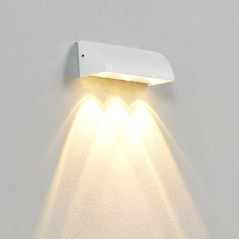 3-Light White/Black Wall Mounted Sconce Shaded Wall Light for Outdoor